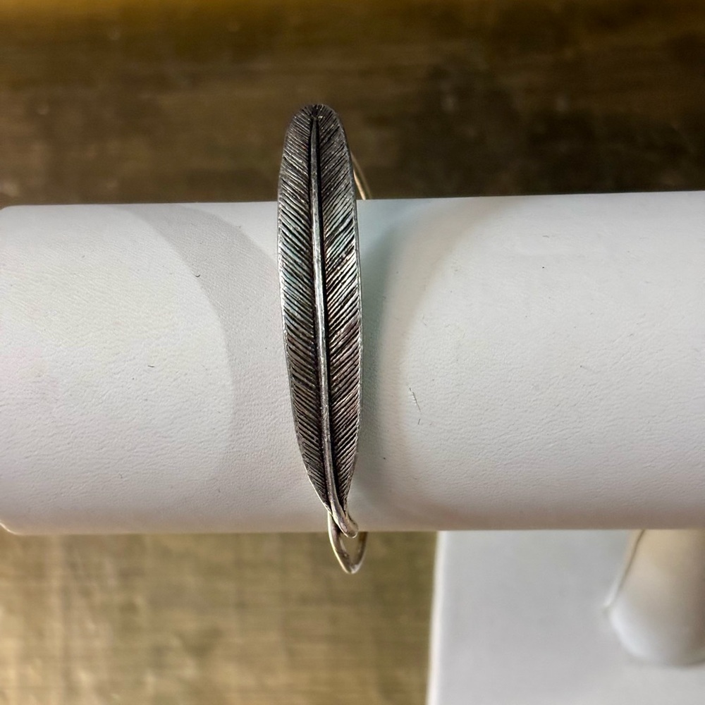 Alex & Ani Silver Feather Bangle Bracelet